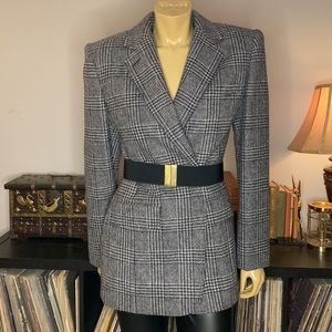 Vintage 1980s Ralph Lauren Plaid Wool Blazer